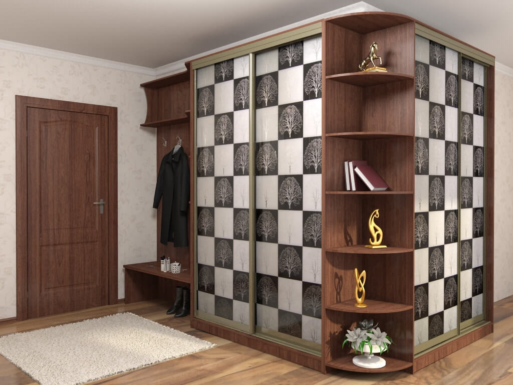 /Угловой шкаф-купе №292 с шахматными фасадами на заказ